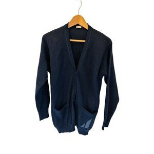 HARRORD Made in Italy Cardigan Navy Blue Knitted Wool SailBoat Applique Size 42